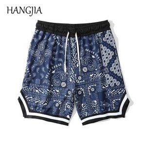 Hip Hop Vintage Paisley Çiçek Ter Şort Kentsel Streetwear Patchwork Plaj Diz-Lenth Kısa Yaz Gevşek Rahat Şort Erkekler C0607