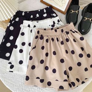 Polka Dot Elastic Women's Summer Fashion All-Match Wide-Ben Byxor Casual Pants 210507