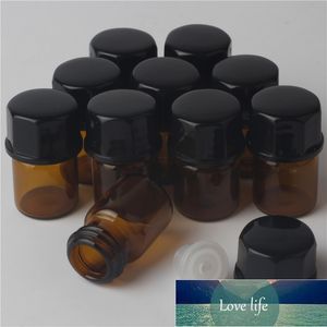 1 mL x 10 mini-âmbar (marrom) Garrafas de vidro óleo com tampa, 1cc perfume China recarregável vazio