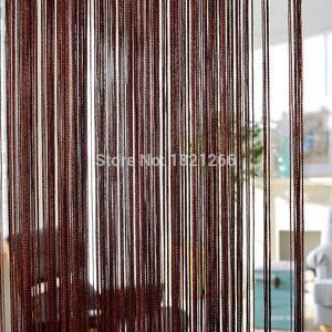 Cortina da corda de cor sólida 300 * 260 cm Cinza Cinza Branco Preto Clássico Linha Cortina Janela Cego Vanlance Room Divider 210712