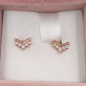 Authentic 925 Sterling Silver Pandora Tiara Wishbone Stud Earrings luxury for women men girl Valentine day birthday gift 288274CZ