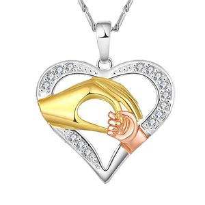 Hanger Kettingen Liefde Ketting Mooie Creatieve Diamante Decor Mother Day Bighand SmallHand Gift voor Vrouw Dame Vrouw Golden