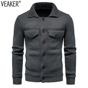 2020 Nya Mäns Höstrock Ytterkläder Man Vinter Casual Långärmad Slim Fit Stickad Sweatercoat Knitwear M-2XL X0621