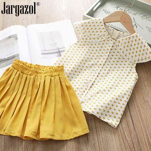 Factory Direct Selling Girls Roupas Conjunto de verão 2019 meninas novas roupas de moda de moda camisa e saia conjuntos de roupas infantis G220310