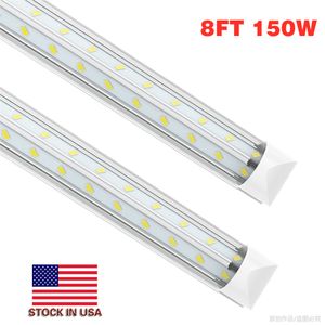 LED Tube 8FT Shop Light Fixture 150W SMD5730 Cooler Door Freezer Bulbs 2ft 4ft 5ft 6ft V Shape Integrated Lamps