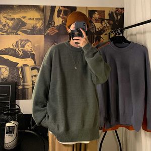 Privathinker Solid Color Mäns Vintertröja Oversize Harajuku Pullover O-Neck Varm Koreansk stil Man Kläder 210909