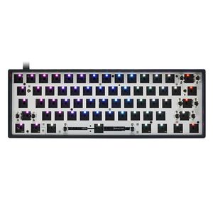 gk61 gk61x 60% custom mechanical keyboard rgb switch leds swapping socket powerful software type c pcb split spacebar