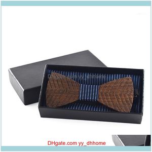 Boyun Moda Aessoriesneck Kravatlar Ahşap Erkekler Çizgili Papyon Seti Trendy Yetişkin İngiliz Tarzı Düğün Dalga Noktası Suit Fiyonk Kerchief Case1 D Ile