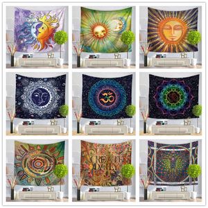 Sun God Tapestry Psychedelic Mandala Wall Hanging Elegant Boho Hippie Tapestry Nordic Home Decor 210609