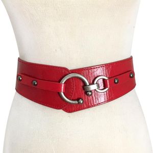 Bälten 2021 mode kvinnliga kvinnliga tillbehör elastiska brett bälte cummerbund rem rött midjeband
