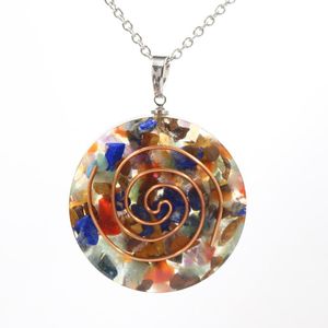 Wholesale unique rose gold jewelry for sale - Group buy Unique Rose Gold Color Spiral Rainbow Stone And Resin Pendant Link Chain Necklace Orgonite Amulet Jewelry Necklaces