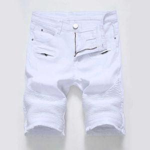 Letnie męskie spodenki dżinsowe spodenki uliczne trend osobowość szczupła krótki dżinsy białe czerwone czarne męskie ubrania marki 210622