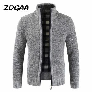 Zogaa 2021 새로운 남성 가을 겨울 새로운 남성 자켓 슬림 맞는 스탠드 칼라 지퍼 자켓 남자 솔리드 코튼 두꺼운 따뜻한 자켓 남자 Y0907
