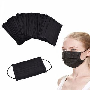 Máscaras faciais descartáveis ​​pretas para a máscara protetora de 3 camada adulta 50 pcs / saco