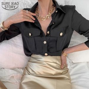 Spring Shirt Women Long Sleeve Chic s with Buttons Commute Overalls for White 13252 210508