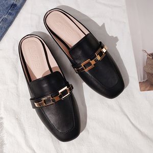 Women's Slippers Outdoor Women's Slippers Flat Muller Slippers Women's Fashion Sandals 2021 New Fashion Leather Shoes HWS323