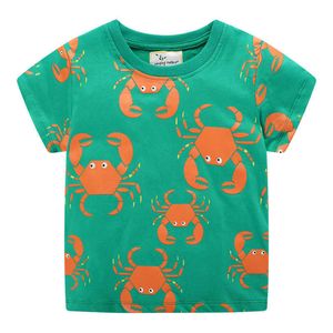 ジャンプメーター動物夏男の子女の子Tシャツカニプリントコットンベビー服ティートップス210529