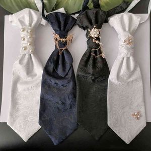 Necktie Scarf Corbata Snowflake Vit Hong Kong Knot Mäns Suit Formell Tillbehör Bow Slips Bröllopsklänning Props Fotograf Modellering