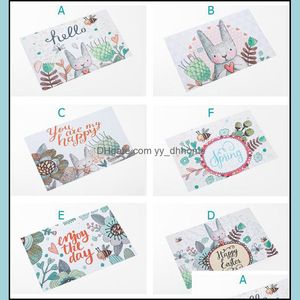 Mats Pads Tabela Decora￧￣o de Aessories Cozinha, Jardim de Jantar Home Jardim 45x30cm P￡scoa P￡scoa Placemats NonMlip Vintage Rabbit Colorf Eggs Floral H