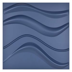Art3d 50x50cm Navy Blue 3D Plastic Wall Panels Soundproof Slim Wave Design for Living Room Bedroom TV Background (Pack of 12 Tiles)