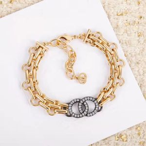 Luxury designer classic style black letters 18k gold-plated double-layer Link Chain bracelet ladies fashion all-match jewelry high quality with box