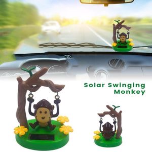 Inredning Dekorationer 1st Solar Powered Dancing Cute Animal Swinging Animated Monkey Toy Bil Styling Tillbehör Dekor Kids Leksaker Present
