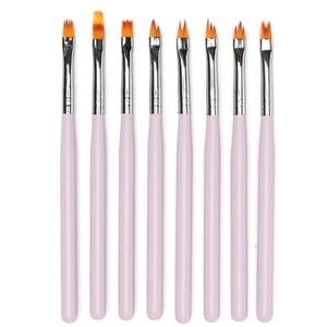 8 pcs / conjunto de pincel de pintura acrílica desenho uv gel flor gradiente caneta nail art ferramenta