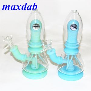 7.5 '' Glöd i det mörka rökande bägarens vattenrörspappning Silikon Tobak Handrör Oiligar Glass Bong Dab Rig Quartz Banger Dabber Tool