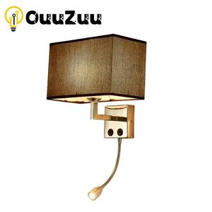 Lampada da parete OuuZuu Lampadina E27 con interruttore Doppia sorgente luminosa Viene fornita a LED Studio Lettura Camera da letto Comodino El Illuminazione per interni