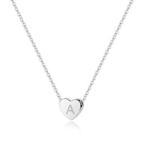 Łańcuchy Sufair 925 Sterling Silver Tiny Heart Dainty początkowy Choker naszyjnik dla kobiet nastoletnia dziewczyna dzieci małe imię wisiorek biżuteria prezent