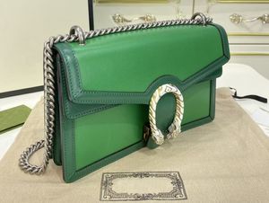 Damen-Umhängetasche mit Kettenklappe, Tigerkopf-Handtasche 400249, Spleißfarbe, Hardware-Schnalle, Damen, Senger B, Größe 28 x 17 x 9 cm