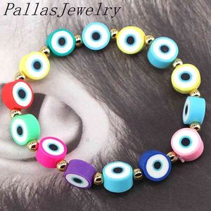 10 pcs pulseiras de olho turco para mulheres contas coloridas pulseira na moda jóias simples braceletes bonitos frisado jóias de verão