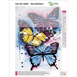 5D DIY Okrągłe malarstwo diamentów Art Three Butterflies żywica Pełna diament haft haftowy obraz Mosaic Cross Stitch Decor Home