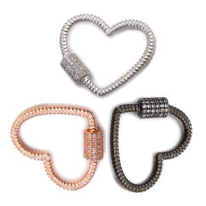 Riversr CZ Micro Pave Schraubverschlüsse Weiß Rosa Gun Black Love Herzform Kupfer Zirkon Anhänger Anschlüsse DIY Schmuckzubehör Großhandel