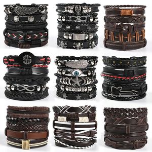 Charm Bracelets Mens Braided Genuine Leather Bracelet Stainless Steel Custom Beads Name For Men With Family Names