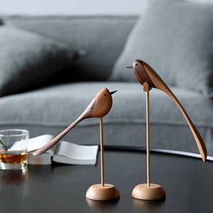 Danish wood ornaments jewelry carving wooden play Home Furnishing Nordic style puppet Home Furnishing features wood bird 210607