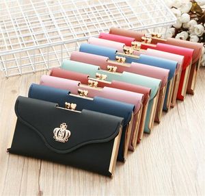 Frauen Brieftasche Damen Kristall Diamant Krone Verziert Lange Karte Halter Clutch Bag Fall Weibliche Retro Leder Geldbörse Handtasche Wallets1