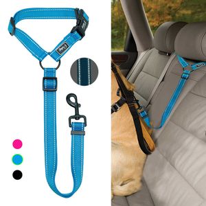 Dog Car Seat Belt Dog Vehicle Seatbelts Harness Safety Nylon Dog Leash Car Headrest Restraint Rose Blue Black 211006