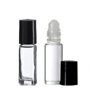 2021 5ML 5G Clear Roll On Bottle Essential Oil With Glass Roller Ball Black Cap Fragrance Perfume Roll-on Bottle