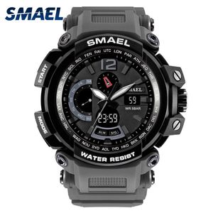 Smael Brand LED Watch Vattentät 50m Sport Armbands Klockor Stopwatch 1702 Grå Militär Watch Digital LED Clock Army Watch för män X0524