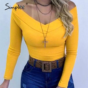 Sexy gestrickte Frauen Bodysuit Casual Langarm solide rote weibliche Overall Strampler Frühling Herbst schlanke Damen Overalls 210414