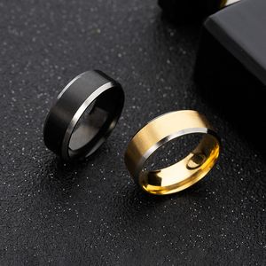 Cool 316L Tatinum Stål Soild Black Gold Färg Män Ring Anniversary Sport Ringar Partihandel Pris