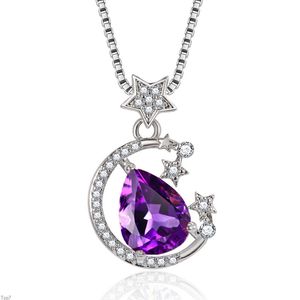 Crystal Womens Necklaces Pendant Star sky sparkle pear shaped diamond star gold Silver Plated