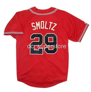 Costume Costura John Smoltz Atlanta Alternate Jersey Vermelho Homens Mulheres Juventude Baseball Jersey XS-6XL