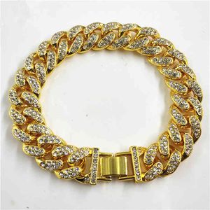 12mm Wide Watch Buckle Rhinton Hip Hop Rap Simple Cuban Chain Thick Bracelet