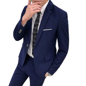 (Jaqueta + calças) moda boutique cor sólida casual business mens terno noivo homens homens forma formal terno social 2 pcs conjunto x0909