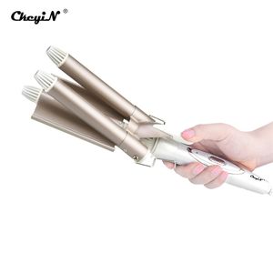 110-220V Splint Splint Titanium Cerâmica Automático Cerâmica 3 Barris Big Waver Curling Ferro Encrespadores de Cabelo Rolos Styling Ferramentas