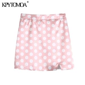 Kobiety Sweet Fashion Polka Dot Drukuj Mini Spódnica Wysoka Talia Powrót Zipper Kobiet Spódnice Mujer 210420