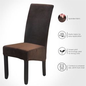 Chair Cover Velvet Soft Spandex XL Large Elastic Stretch Seat for Dining Room Banquet Party el 11 Solid Colors 211116