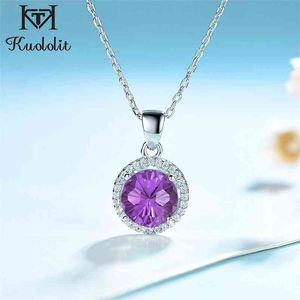 2 ct Natural Amethyst Gemstone Pendants Necklaces For Women Sterling Silver Jewelry Fire Work Gems Wedding Gift